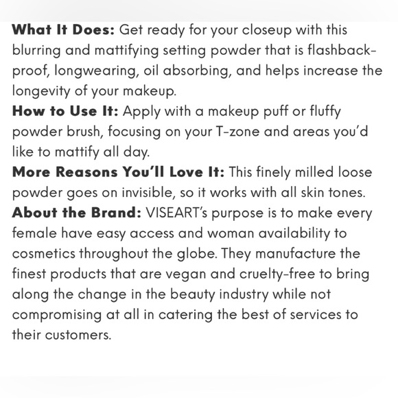Seamless Setting Powder by VISEART (New!) - Picture 3 of 8